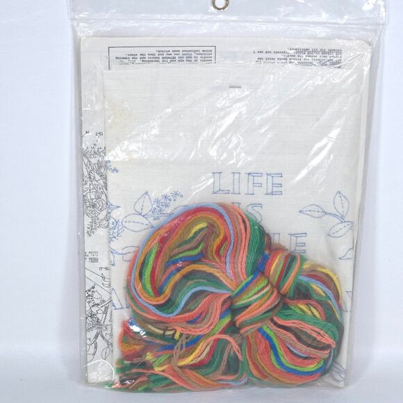 Vintage Bucilla Life Is Fragile Cross Stitch Kit 3635 Needlecraft Sampler‎ Linen - Picture 2 of 11